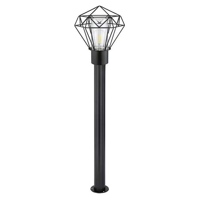Globo Horace Außenleuchte Horace - 15 W, Farbe Gehäuse: Schwarz, Ohne Leuchtmittel, Höhe: 100 cm - Elegante schwarze Außenleuchte mit geometrischem Schirm und LED-Beleuchtung. Perfekt für die stilvolle Beleuchtung von Gartenwegen und Einfahrten.