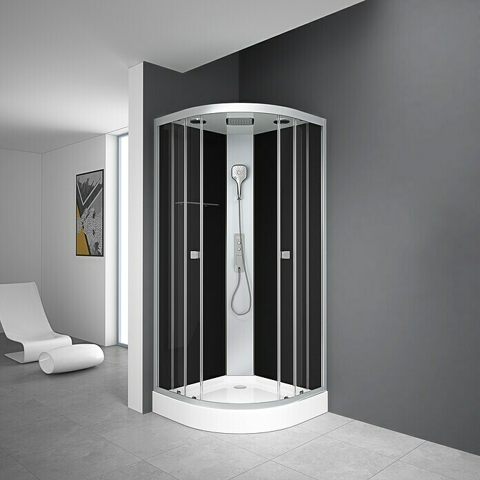 Cabina de ducha completa Vitamine Black 2.0 Atrium (85 x 115 x 215 cm,  Negro Gris Plata)