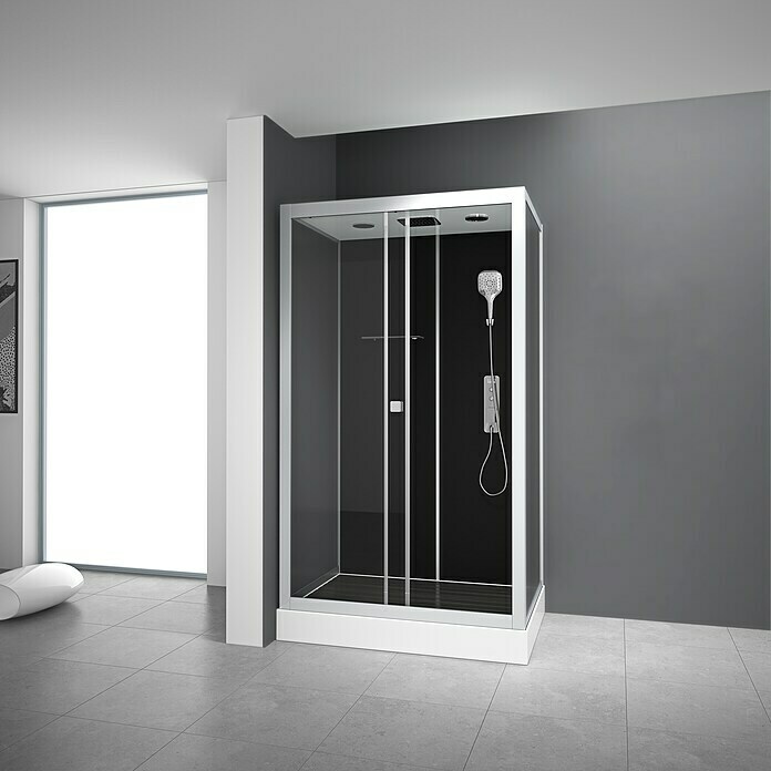 Cabina de ducha completa Black Magic (80 x 110 x 200 cm, Blanco/Negro)