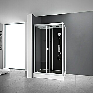 Cabina de ducha completa Vitamine Black 2.0 Atrium (85 x 115 x 215 cm, Negro Gris Plata)