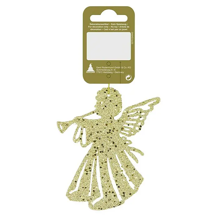 Christbaumschmuck Engel - Gold, Kunststoff, 1 Stk. - Goldener Glitzer-Engel als Dekoration, ideal für festliche Anlässe. Ein festlicher Blickfang für Weihnachten und andere Feierlichkeiten.