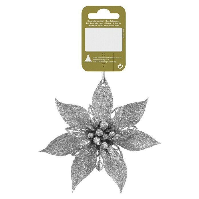 Christbaumschmuck Poinsettia (Silber, Kunststoff, L x B: 19 x 12,5 cm) | BAUHAUS