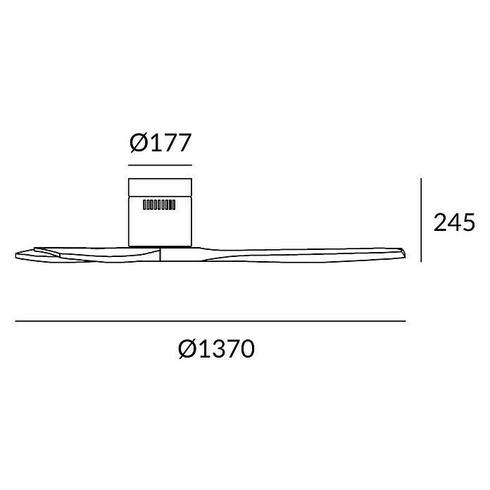 Leds-C4 Deckenventilator137 cm, Nickel satiniert, Holz Dunkel, 36 W Sketch