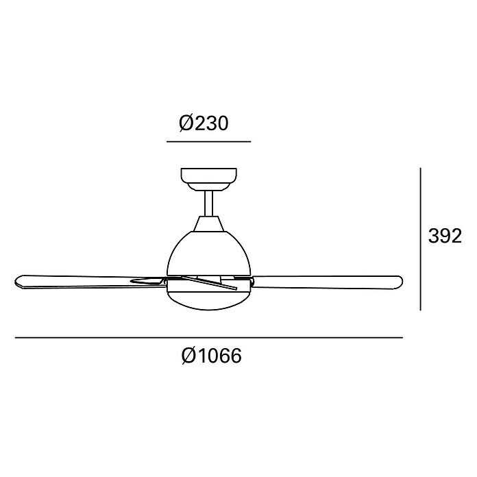 Leds-C4 Deckenventilator Borneo106,6 cm, Braun, Wenge/Buche, 40 W Sketch