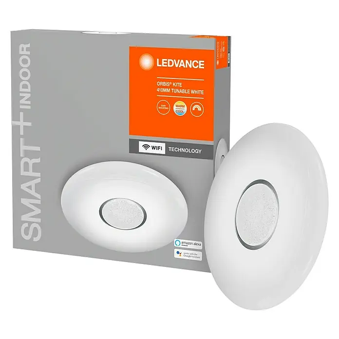 Ledvance Smart+ WiFi LED-Deckenleuchte rund Ceiling Kite - 24 W, Ø x H: 410 x 68 mm, Weiß - Das LEDVANCE Smart+ Indoor Orbis® Kite 410mm tunable white Licht, ideal für die intelligente Beleuchtung im Innenbereich.