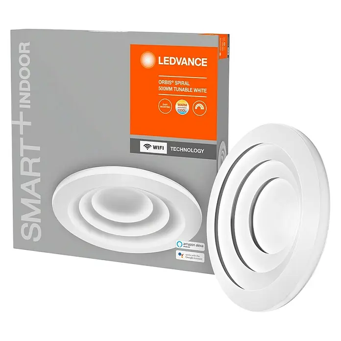 Ledvance Smart+ WiFi LED-Deckenleuchte rund Ceiling Spiral CCT - Ø x H: 500 x 66 mm - Produktansicht des LEDVANCE Orbis® Spiral 500mm tunable white, einer intelligenten Deckenleuchte für den Innenbereich mit WLAN-Technologie.