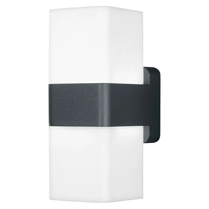 Ledvance Smart+ LED-Außenwandleuchte Wall CubeUpDown RGBW GR - 110 x 80 x 205 mm, IP44 - Diese stilvolle Wandleuchte mit ihrem modernen Design und der Kombination aus Weiß und Anthrazit sorgt für eine angenehme Beleuchtung im Innen- und Außenbereich.