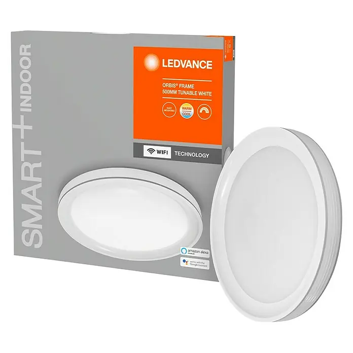 Ledvance Smart+ WiFi LED-Deckenleuchte rund Ceiling Frame - Ø x H: 495 x 83 mm, Weiß - LEDVANCE SMART+ Indoor ORBIS Frame 500mm Tunable White Deckenleuchte mit WiFi-Technologie und Sprachsteuerung.
