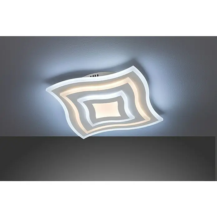 Fischer & Honsel LED-Deckenleuchte Gorden - 38 W, L x B x H: 43 x 43 x 6 cm, Weiß, Mehrfarbig - Moderne Deckenleuchte mit geschwungenem Design. Die Lampe ist aus mehreren Quadraten geformt und leuchtet hell.