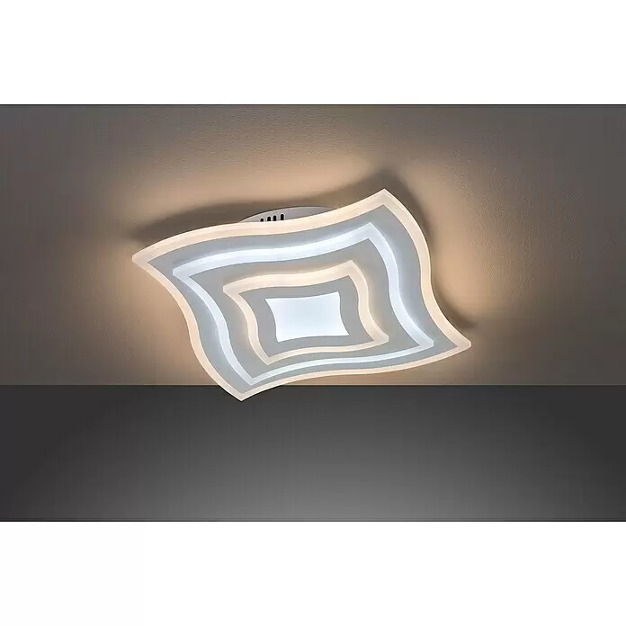 Fischer & Honsel LED-Deckenleuchte Gorden - 38 W, L x B x H: 43 x 43 x 6 cm, Weiß, Mehrfarbig - Stimmungsaufnahme