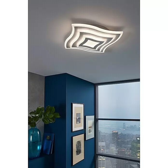 Fischer & Honsel LED-Deckenleuchte Gorden - 38 W, L x B x H: 43 x 43 x 6 cm, Weiß, Mehrfarbig - Stimmungsaufnahme