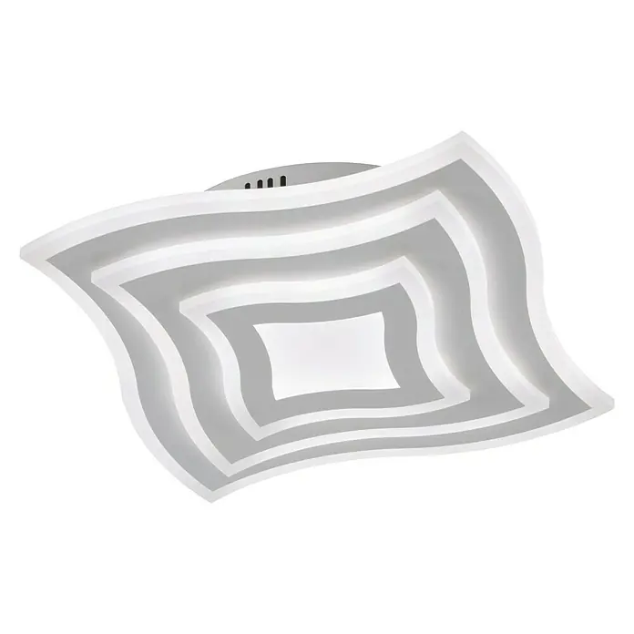 Fischer & Honsel LED-Deckenleuchte Gorden - 38 W, L x B x H: 43 x 43 x 6 cm, Weiß, Mehrfarbig - Hier ist eine wellenförmige Deckenleuchte in Weiß. Eine moderne und elegante Beleuchtung für jeden Raum mit quadratischem Design.
