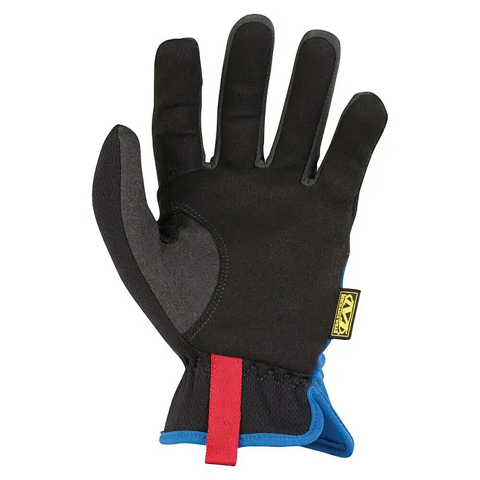 Mechanix Wear Arbeitshandschuhe FastFit - S, Blau - Abbildung eines Mechanix Wear Arbeitshandschuhs mit schwarzer Handfläche und roter Schlaufe.