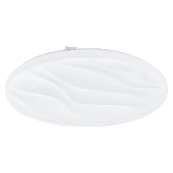 Eglo Deckenleuchte Benariba - 22 W, 440 mm, Weiß, Weiß - Ein modernes, weißes Deckenelement mit einem wellenförmigen Muster, das eine sanfte und elegante Beleuchtung verspricht.