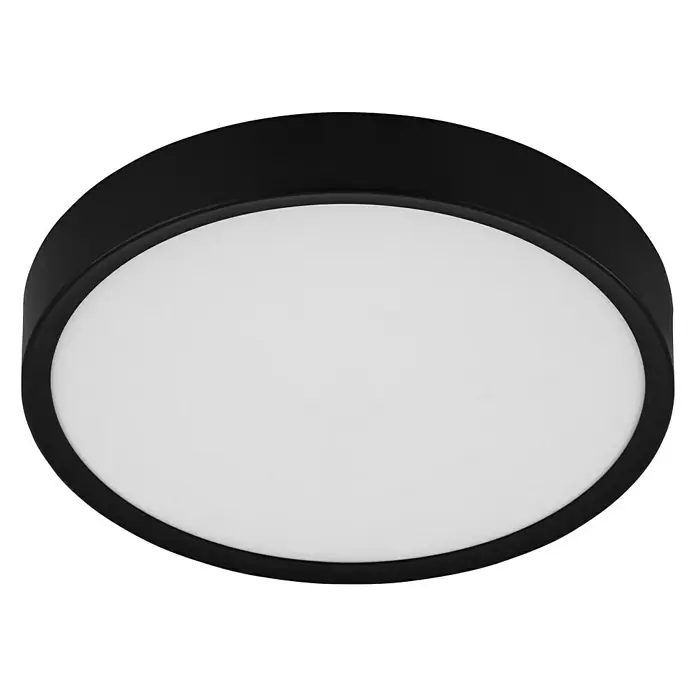 Eglo LED-Deckenleuchte rund MUSURITA - 14,6 W, Ø x H: 340 mm x 6 cm, Schwarz, Warmweiß - Runde LED-Deckenleuchte mit schwarzem Rahmen und weißem Diffusor für eine gleichmäßige Ausleuchtung. Ideal für moderne Innenräume.