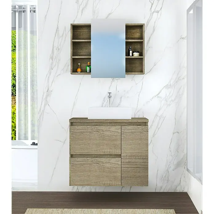 Artysan Mueble bajo de lavabo Farbe - 46 x 80 x 66 cm, Nebraska - Lavabo moderno con mueble de madera y espejo para un diseño de baño elegante.