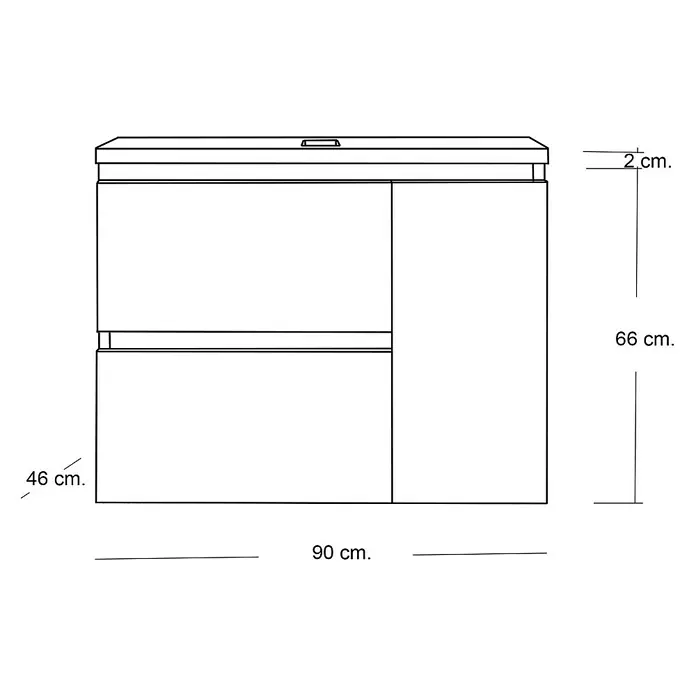 Artysan Mueble bajo de lavabo Farbe - 46 x 90 x 66 cm, Rosa - Imagen de producto de un armario para acuario con dimensiones de 90 cm de ancho, 68 cm de alto y 46 cm de profundidad. El armario tiene dos compartimentos.