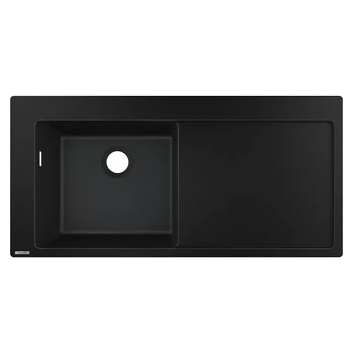 Hansgrohe Fregadero encastrable S5110 - F450 1S 1E - 105 x 51 cm, Grafito, Posición del estante: Derecha - Fregadero de cocina negro con escurridor. Su diseño moderno y la alta calidad hacen de este fregadero un atractivo.