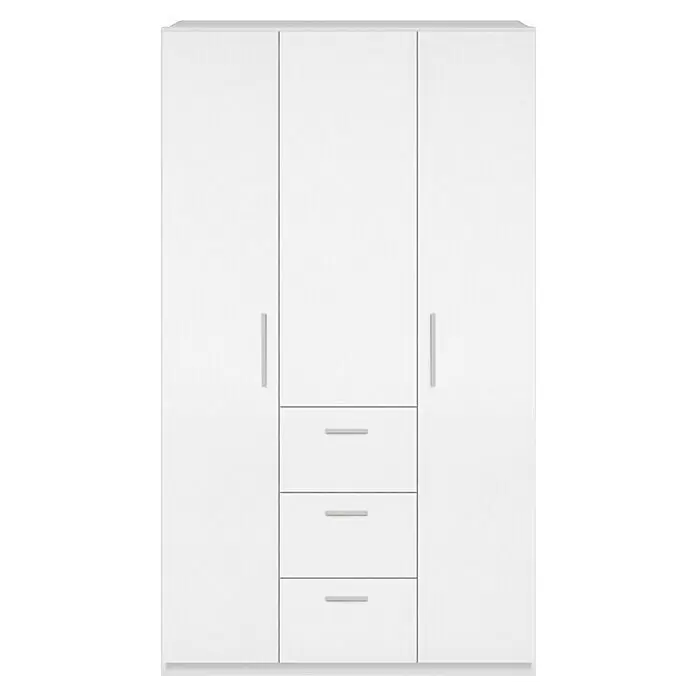 Armario para ropa Ward - L x An x Al: 52 x 117 x 203 cm, Blanco - Armario blanco con tres puertas y tres cajones.