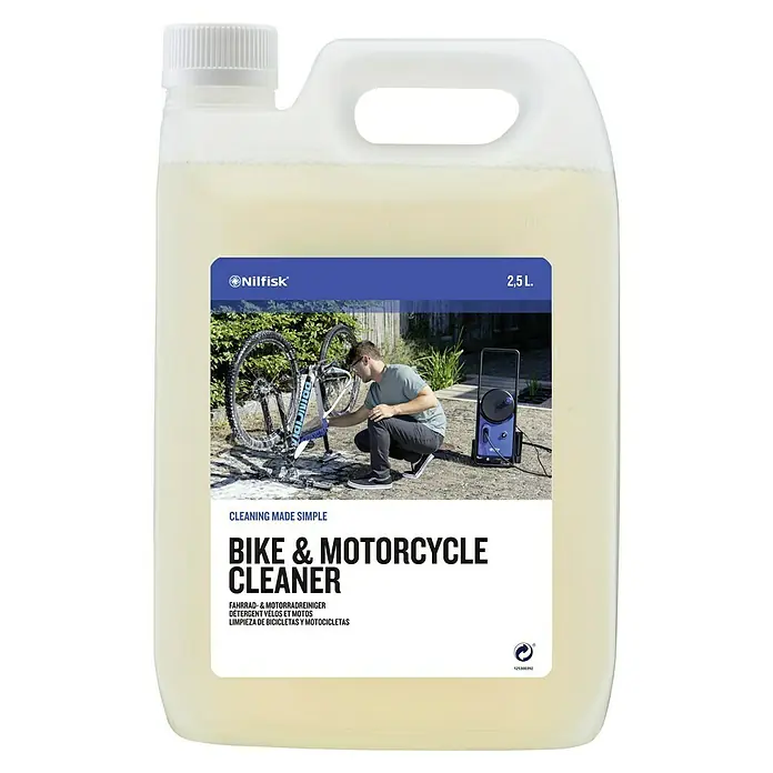 Nilfisk Productos de limpieza Bike & Motorcycle Cleaner - 2,5 l - Imagen de un bidón de 2,5 L de Nilfisk Bike & Motorcycle Cleaner, para una limpieza sencilla.