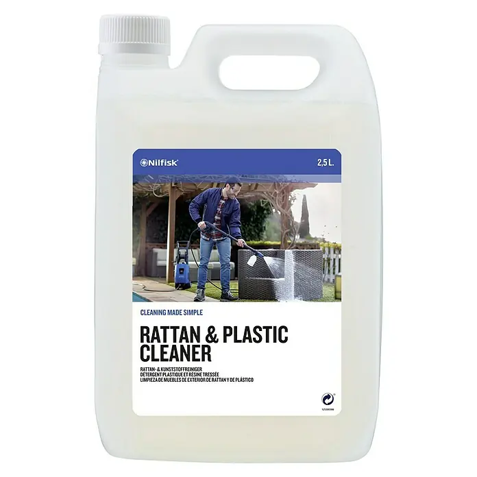 Nilfisk Detergente para plásticos Rattan & Plastic Cleaner - 2,5 l - Imagen del producto de Nilfisk Rattan & Plastic Cleaner, limpiador de 2,5L para muebles de exterior de ratán y plástico.