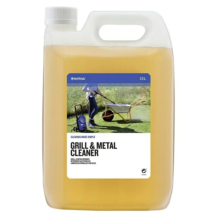 Nilfisk Productos de limpieza Grill & Metal Cleaner - 2,5 l - Imagen de una botella de 2,5L de Nilfisk Grill & Metal Cleaner, ideal para la limpieza de parrillas y superficies metálicas.