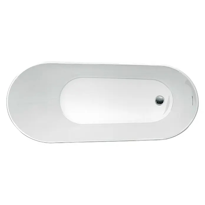 Camargue Freistehende Badewanne Dalia - L x B: 180 x 80 cm, Sanitäracryl, Weiß - Oval geformte Badewanne in Weiß mit einem glänzenden Abflussstopfen. Stilvolles Design für Ihr Badezimmer.