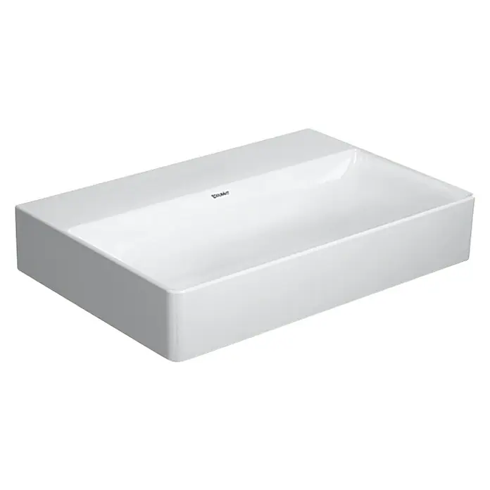 Duravit DuraSquare Waschtisch Compact - 60 x 40 cm, Ohne Spezialglasur, Hahnloch: Ohne, Ohne Überlauf, Weiß, Geschliffen - Rechteckiges, weißes Duravit-Waschbecken mit klaren Linien, das modernes Design und Funktionalität vereint. Ideal für jedes Badezimmer.