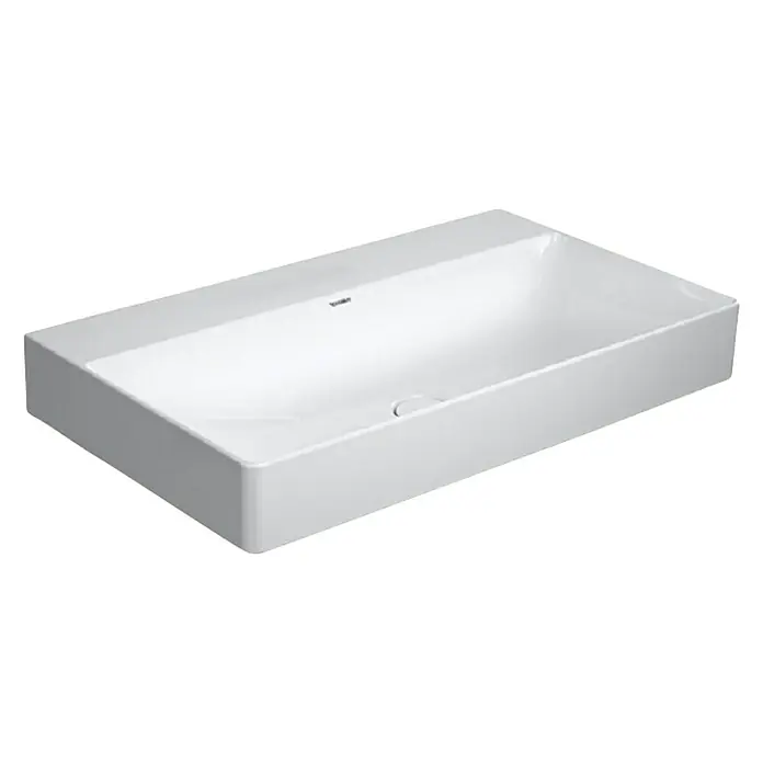 Duravit DuraSquare Waschtisch - 80 x 47 cm, Ohne Spezialglasur, Hahnloch: Ohne, Ohne Überlauf, Weiß, Ungeschliffen - Ein elegantes, rechteckiges Waschbecken in Weiß, das modernes Design und Funktionalität vereint. Ideal für stilvolle Badezimmer.