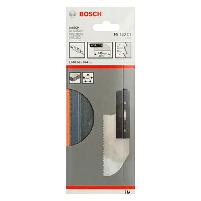 Bosch Hoja de sierra de recambio FS 180 DT - Específico para: Bosch Sierra eléctrica de sable GFS 350 E, Ámbito de uso: Madera blanda / Plásticos - Hoja de sierra Bosch FS 180 DT HCS en blíster para cortes precisos en madera, plástico y metal. Ideal para aplicaciones versátiles.