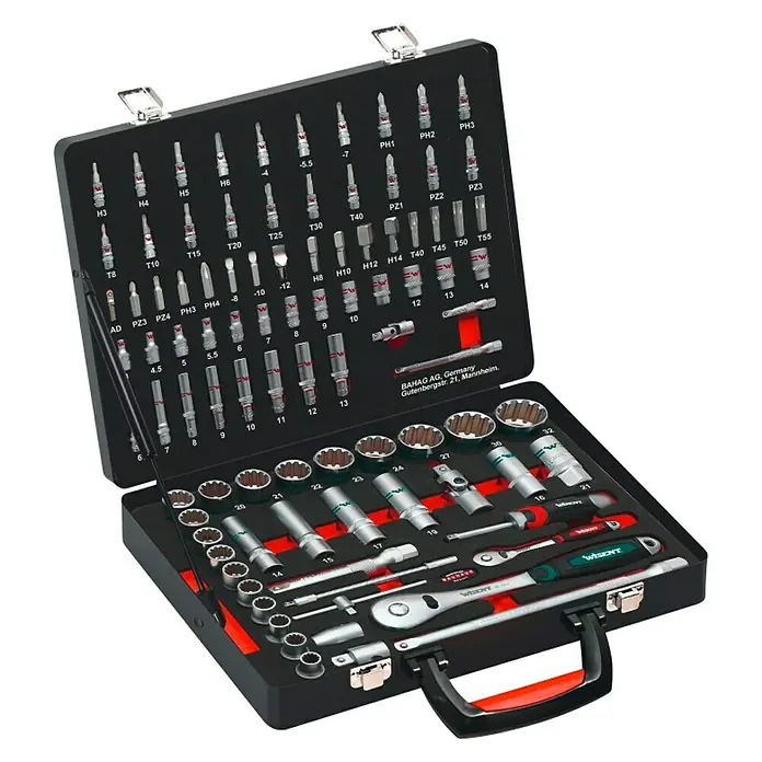 Wisent Steckschlüssel-Set WIL - 94 -tlg., Antriebsgröße: ½″ - Werkzeugkoffer mit Schraubendrehern, Steckschlüsseln und Ratschen für Reparaturen und Heimwerkerprojekte.