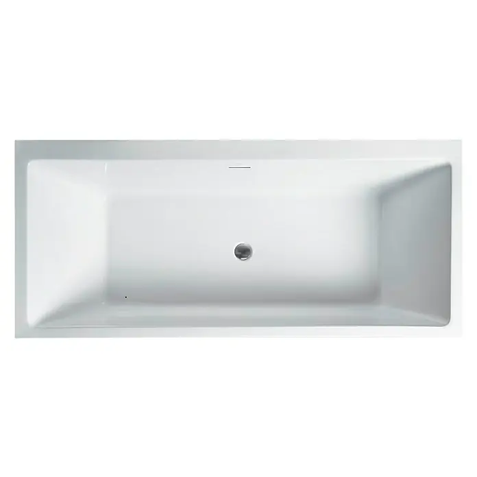 Camargue Bañera independiente Torino Cube - L x An: 180 x 80 cm, Acrílico sanitario, Blanco - Bañera blanca con diseño rectangular y desagüe central para momentos relajantes en el baño. Elegante y confortable.
