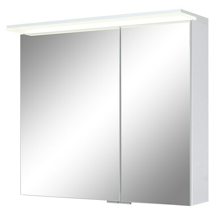 Riva Matrix LED-Spiegelschrank (B x H: 80 x 72,4 cm, Mit Beleuchtung, Holz,  Weiß) | BAUHAUS