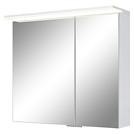 Riva Matrix LED-Spiegelschrank (B x H: 80 x 72,4 cm, Mit Beleuchtung, Holz, Weiß)