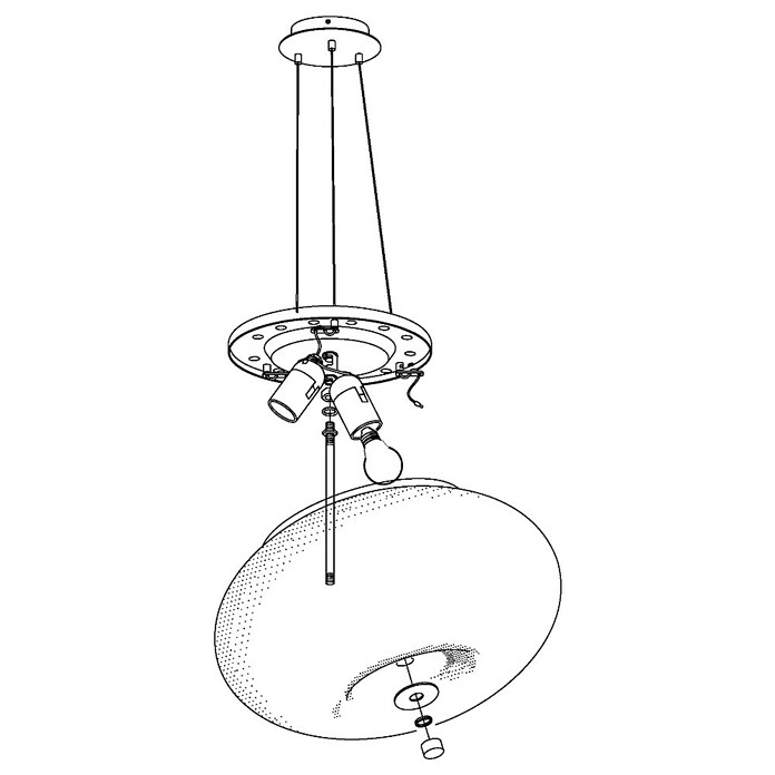Eglo Pendelleuchte (2 x 60 W, Weiß/Silber, Ø x H: 35 x 110 cm)