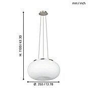 Eglo Pendelleuchte (2 x 60 W, Weiß/Silber, Ø x H: 35 x 110 cm)