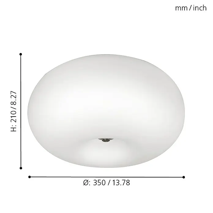 Eglo Optica Deckenleuchte rund Optica - 120 W, Ø x H: 350 mm x 21 cm, Weiß, E27 - Skizze