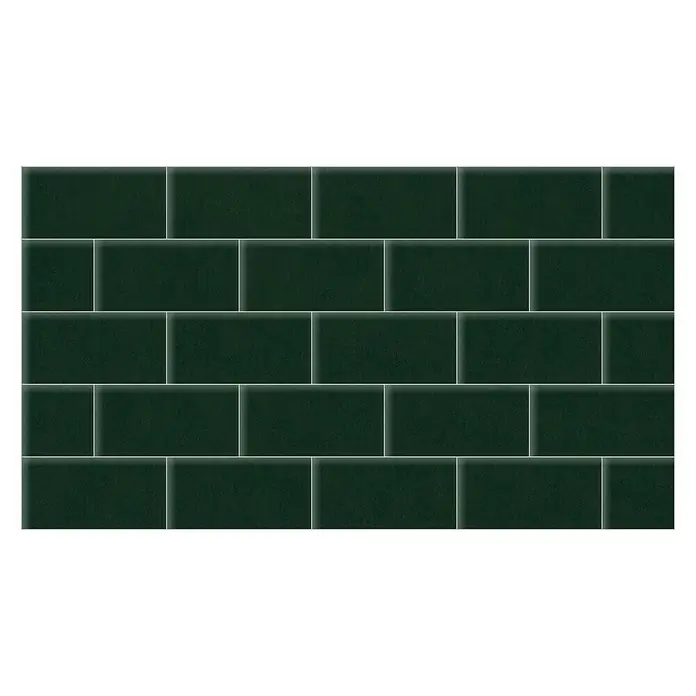 Fllow Set de paneles de pared acolchados Set Velvet A1 - 270 x 150 cm, Verde - Azulejos rectangulares de color verde oscuro con juntas, dispuestos en un patrón de ladrillo. Una elección elegante y atemporal.