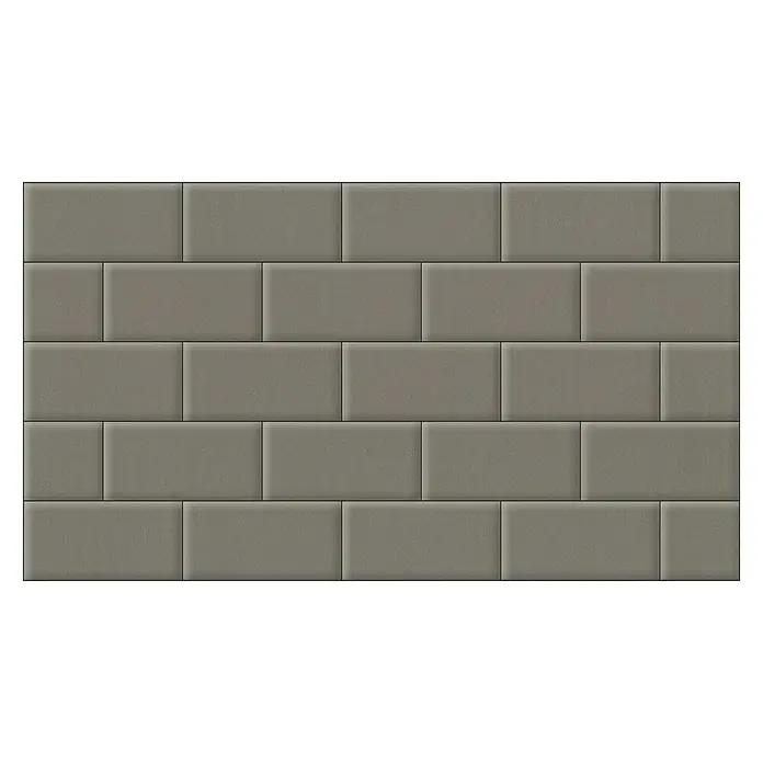 Fllow Set de paneles de pared acolchados Set Velvet A1 - 270 x 150 cm, Taupe - Azulejos de ladrillo gris en disposición horizontal, ofreciendo una estética sutil y elegante ideal para espacios interiores modernos.
