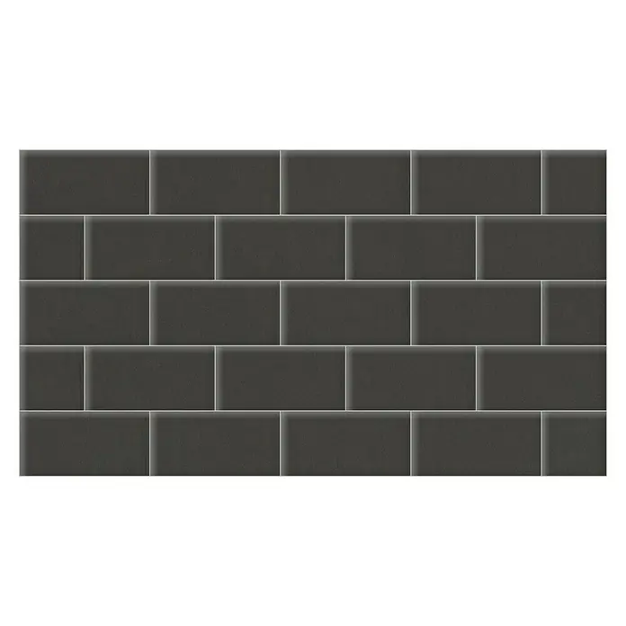Fllow Set de paneles de pared acolchados Set Velvet A1 - 270 x 150 cm, Antracita - Azulejos de metro grises dispuestos en un patrón escalonado, ideal para salpicaderos de cocina o paredes de baño.