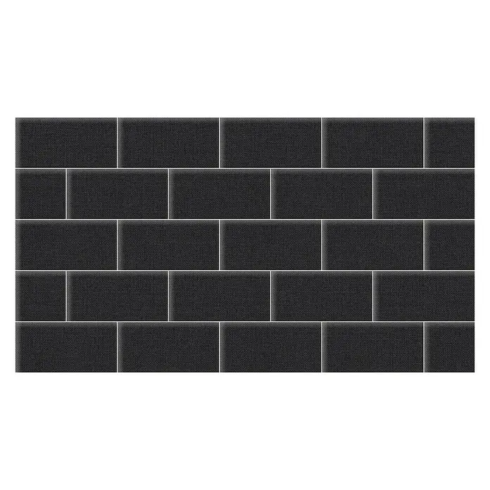 Fllow Set de paneles de pared acolchados Set Inari A1 - 270 x 150 cm, Antracita - Imagen de una pared de ladrillo negro con lechada de color claro. La mampostería añade una estética moderna y elegante al diseño.