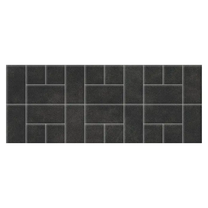 Fllow Set de paneles de pared acolchados Preston A2 - 300 x 120 cm, Pizarra - La imagen muestra un elegante patrón rectangular de adoquines grises, perfecto para diseños de suelos y paredes con estilo.