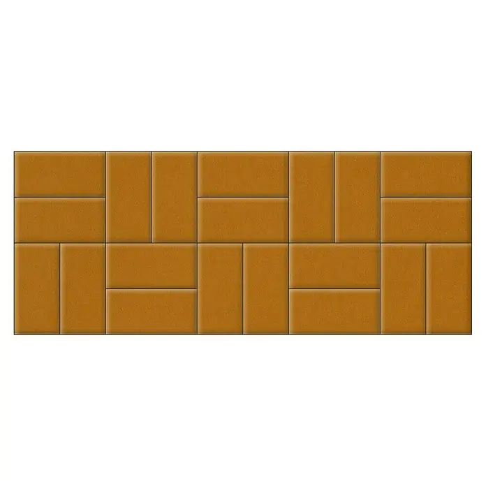 Fllow Set de paneles de pared acolchados Set Velvet A3 - 300 x 120 cm, Mostaza - Las adoquines marrones están dispuestos en un patrón decorativo, ideal para pasarelas y áreas al aire libre que crean un ambiente cálido y acogedor.