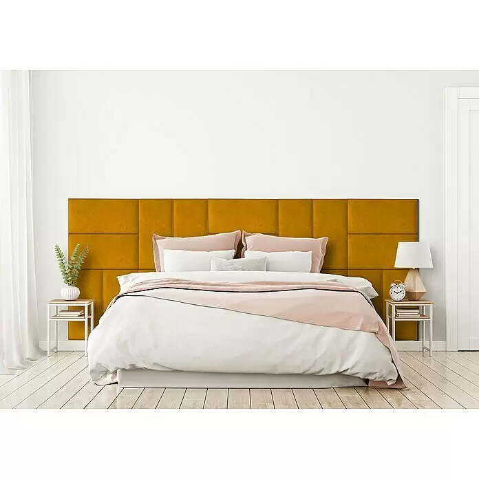 Fllow Wandpolster-Set Velvet A3 - 300 x 120 cm, Ocker - Stimmungsaufnahme