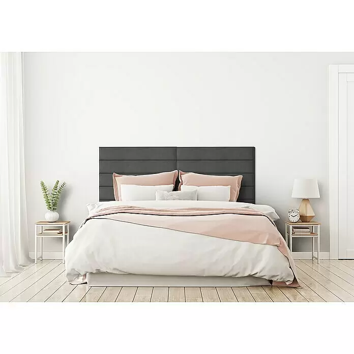 Fllow Wandpolster-Set Velvet B2 - 180 x 120 cm, Anthrazit - Stimmungsaufnahme
