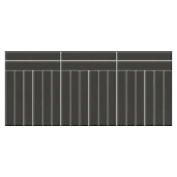 Fllow Set de paneles de pared acolchados Set Velvet B3 - 270 x 120 cm, Antracita - La imagen presenta un panel con baldosas gris oscuro, con estrías verticales y juntas horizontales, ideal para un diseño de pared moderno.
