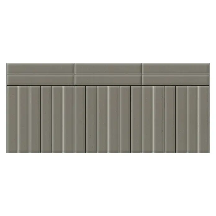 Fllow Set de paneles de pared acolchados Set Velvet B3 - 270 x 120 cm, Taupe - Paneles de pared grises con rayas verticales y secciones horizontales, que ofrecen un diseño moderno y elegante para interiores.