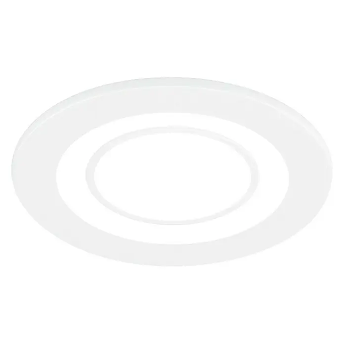 Trio Leuchten LED-Einbauleuchte rund CORE - 5 W, Ø x H: 82 x 3,5 cm, Warmweiß, Weiß - Nahaufnahme einer runden, weißen Deckenleuchte mit schlichtem Design, ideal für moderne Innenräume.