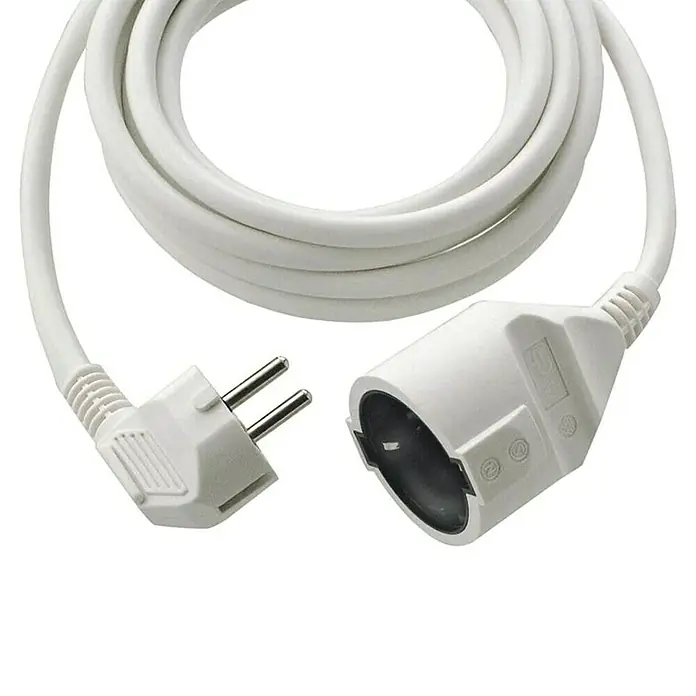 REV Alargo - 3 m, Blanco, H05RN-F - Cable de extensión blanco con enchufe y toma Euro para uso interior. Ideal para el uso flexible de aparatos eléctricos.