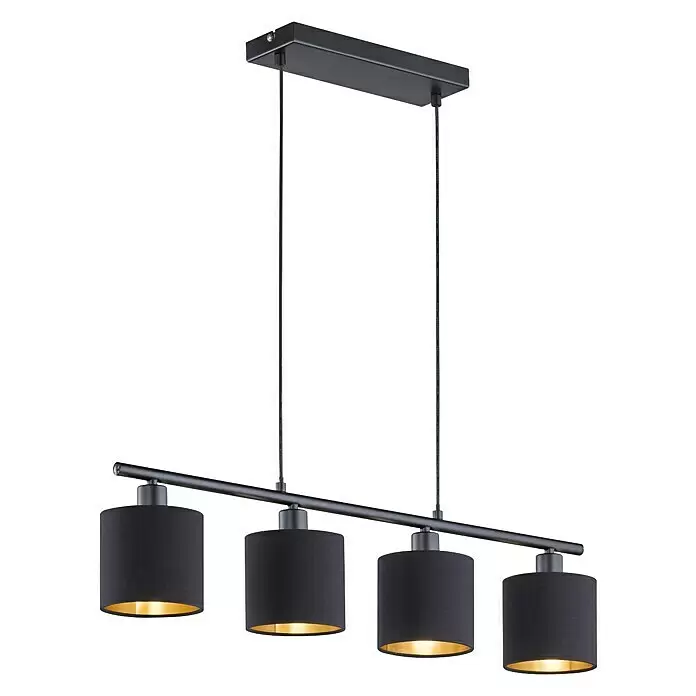 Reality Leuchten Tommy Pendelleuchte - 28 W, L x B x H: 75 x 16,5 x 150 cm, Schwarz/Gold, E14 - Diagonale Ansicht